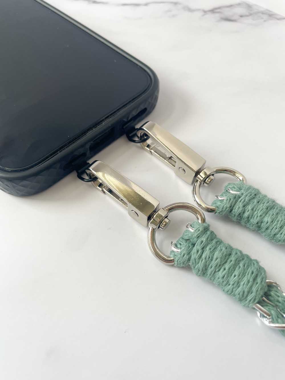 einlegeplättchen metall mit handykette